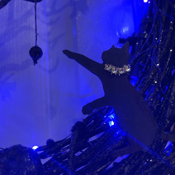 Halloween Wreath - Spooky BLACK CAT Door Decor! Man in Moon, TREE of Life, - Picture 3 of 16